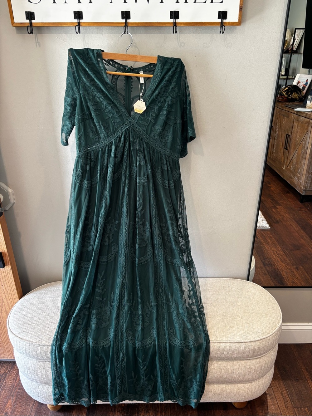 Pinkblush Emerald Green Lace Maxi Dress